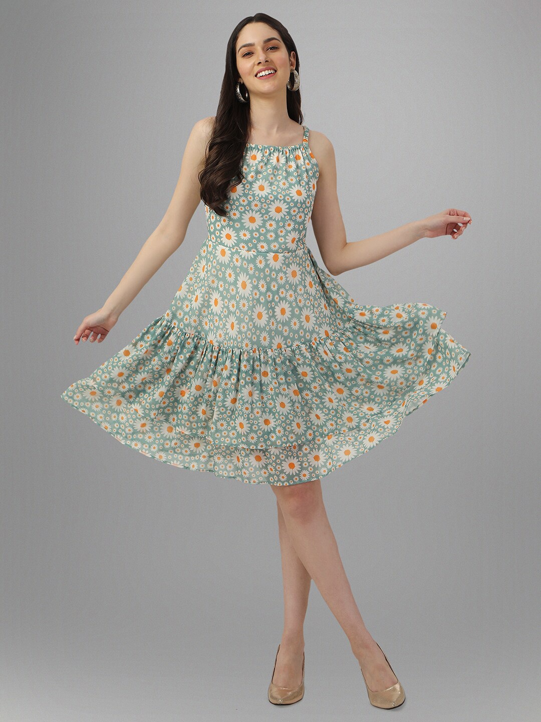 Masakali.Co Floral Printed Shoulder Straps Layered Georgette Fit & Flare Dress, Green
Masakali.Co Floral Printed Shoulder Straps Layered Georgette Fit & Flare Dress, Green