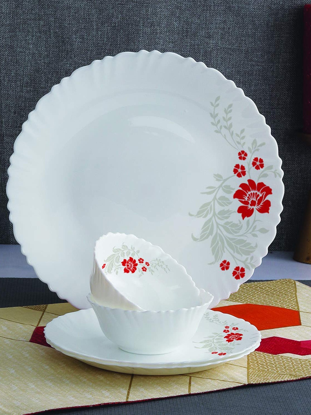 Cello Dazzle Set of 20 Microwave & Dishwasher Safe Scarlet Bliss Opalware Dinner Set, White
Cello Dazzle Set of 20 Microwave & Dishwasher Safe Scarlet Bliss Opalware Dinner Set, White