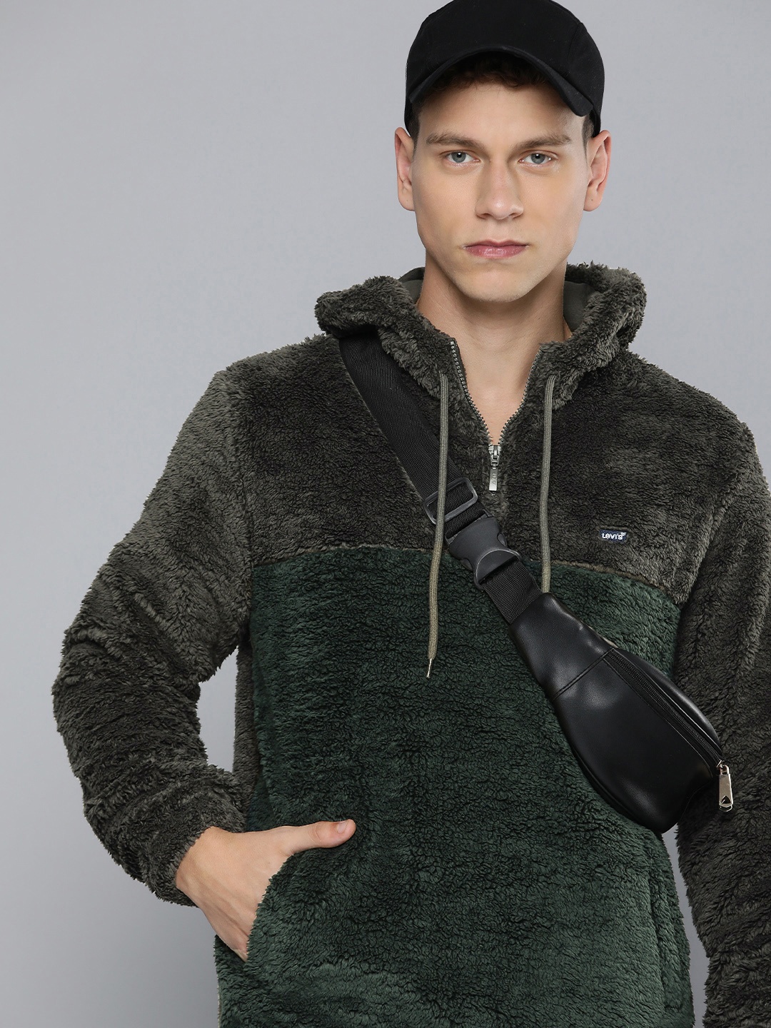 Levis Colourblocked Hooded Sweatshirt, Grey