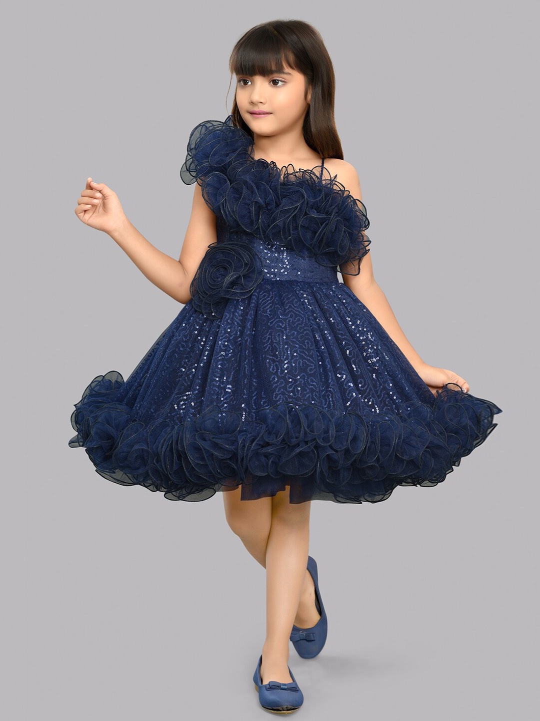 Pink Chick Girls Embellished One Shoulder Ruffles Detailed Sequined Fit & Flare Dress, Navy blue
Pink Chick Girls Embellished One Shoulder Ruffles Detailed Sequined Fit & Flare Dress, Navy blue