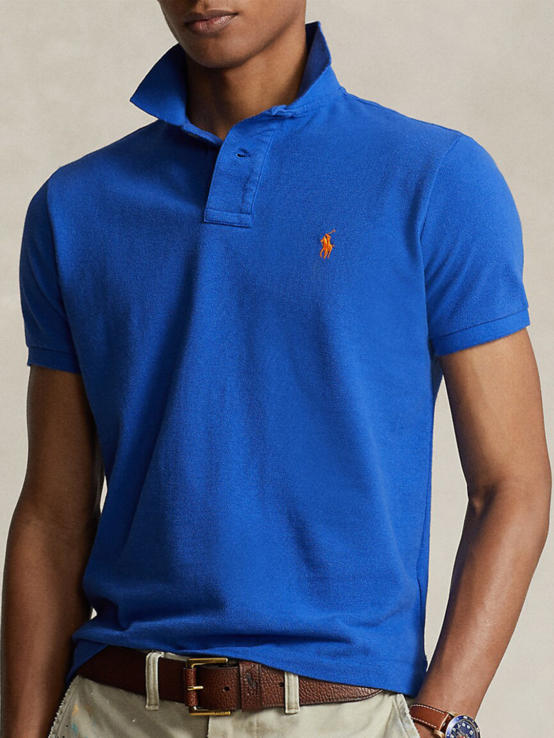 Polo Ralph Lauren Men Slim-Fit Polo Collar Cotton T-Shirt, Blue 
Polo Ralph Lauren Men Slim-Fit Polo Collar Cotton T-Shirt, Blue