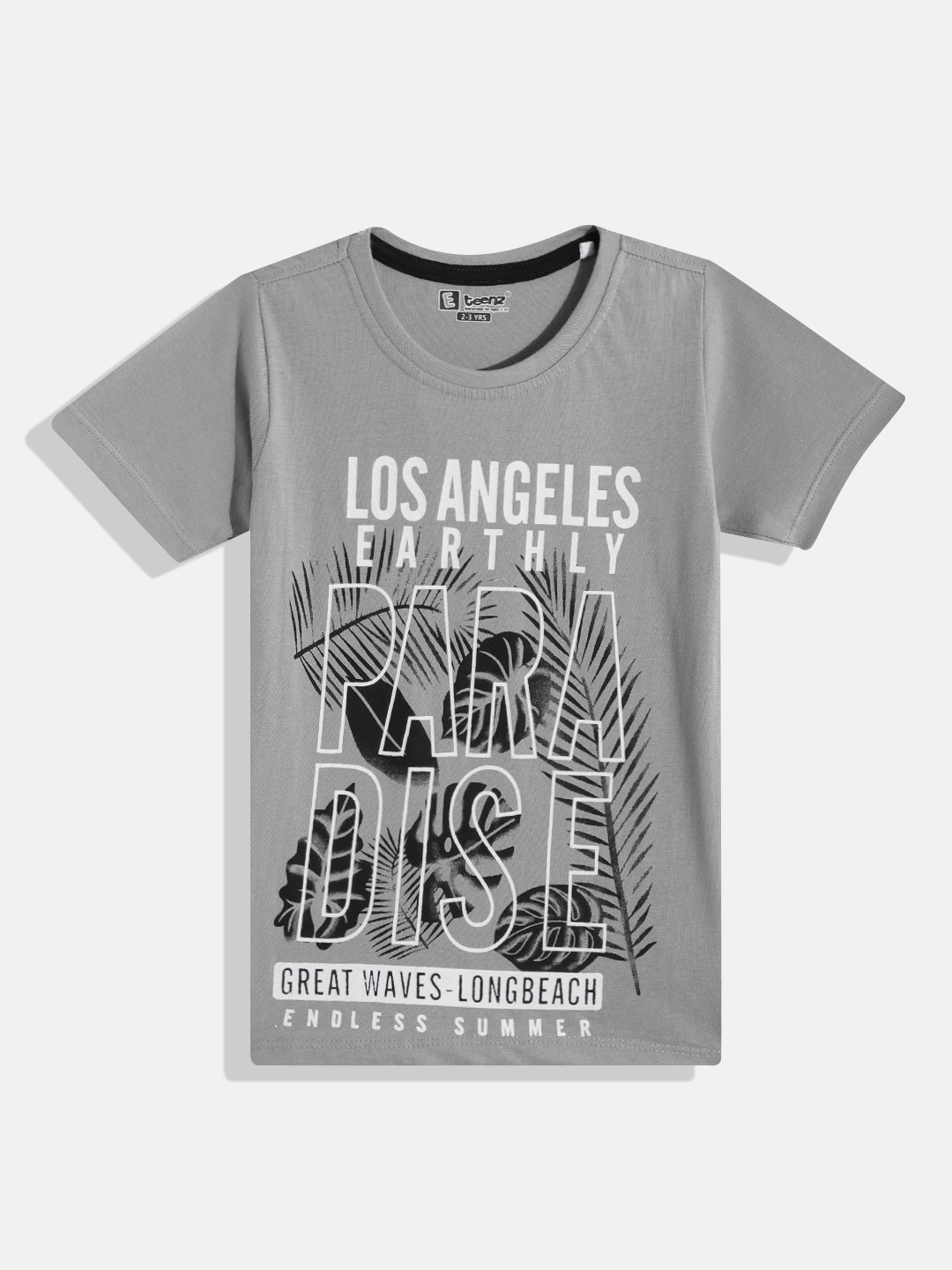 Eteenz Boys Premium Cotton Typography Printed T-shirt, Grey