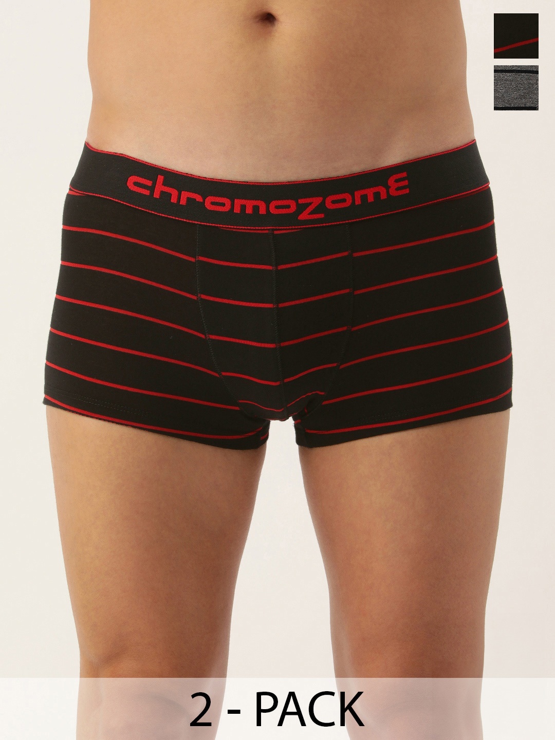 Chromozome Men Pack of 2 Premium Cotton Stretch Striped Trunks 8902733651288-Multi 1, Black
Chromozome Men Pack of 2 Premium Cotton Stretch Striped Trunks 8902733651288-Multi 1, Black