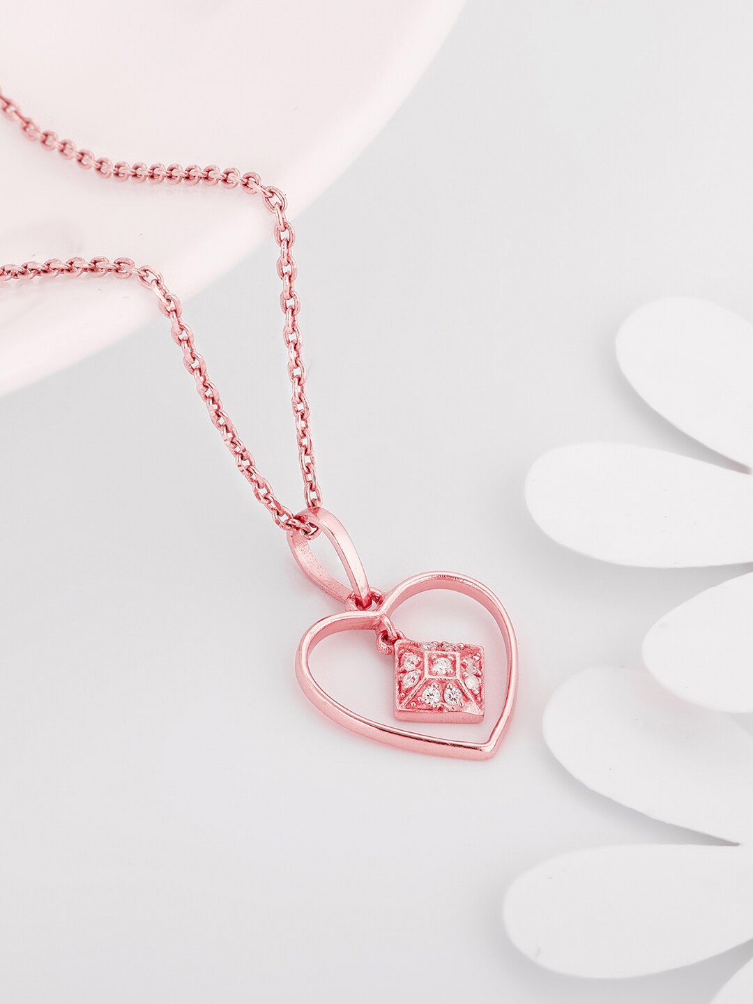 GIVA 925 Sterling Silver Rose Gold-Plated CZ Studded Heart Shaped Pendant With Chain
GIVA 925 Sterling Silver Rose Gold-Plated CZ Studded Heart Shaped Pendant With Chain