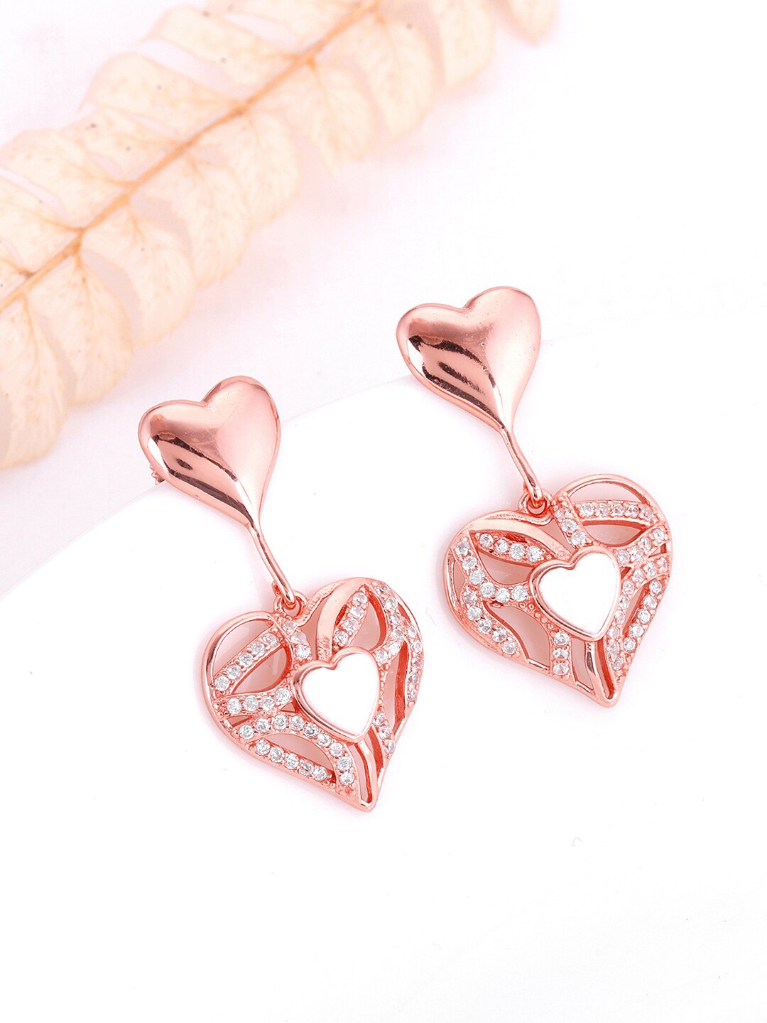 GIVA Sterling Silver Rose Gold Plated Heart Shaped Zircon Studded Drop Earrings
GIVA Sterling Silver Rose Gold Plated Heart Shaped Zircon Studded Drop Earrings