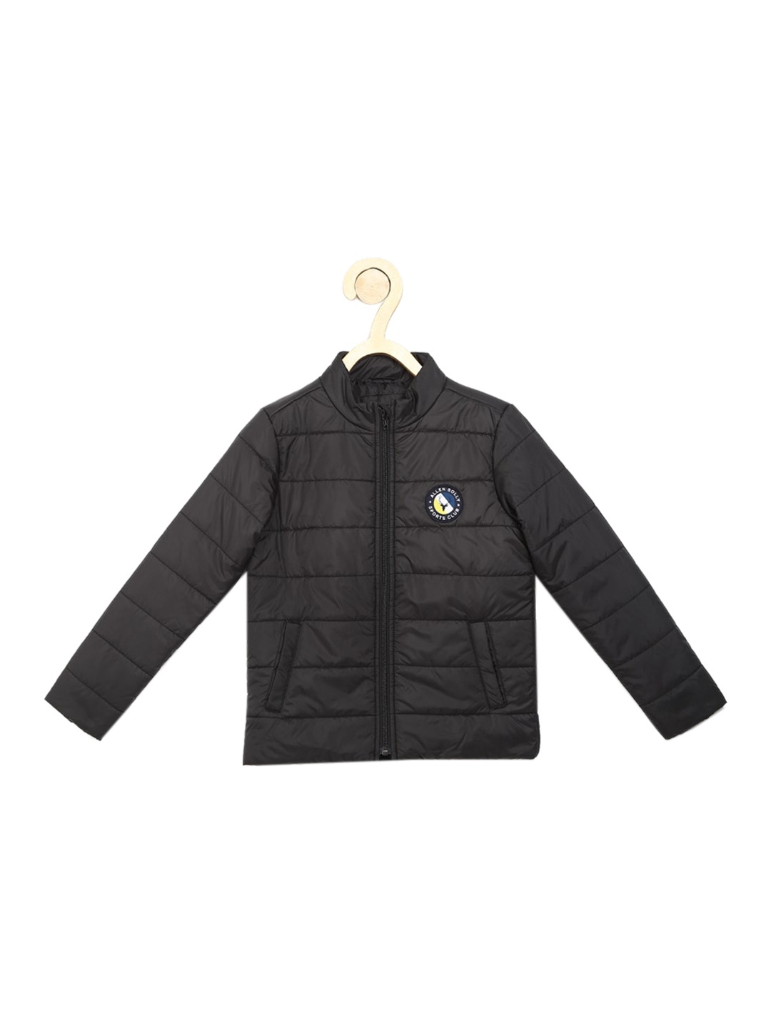 Allen Solly Junior Boys Puffer Jacket with Patchwork, Black