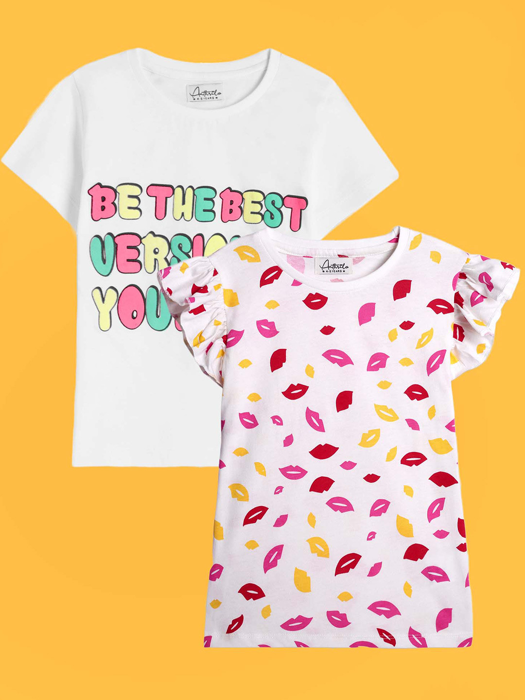 Anthrilo Girls Pack Of 2 Conversational Printed Relaxed Fit Cotton T-shirt, White
Anthrilo Girls Pack Of 2 Conversational Printed Relaxed Fit Cotton T-shirt, White