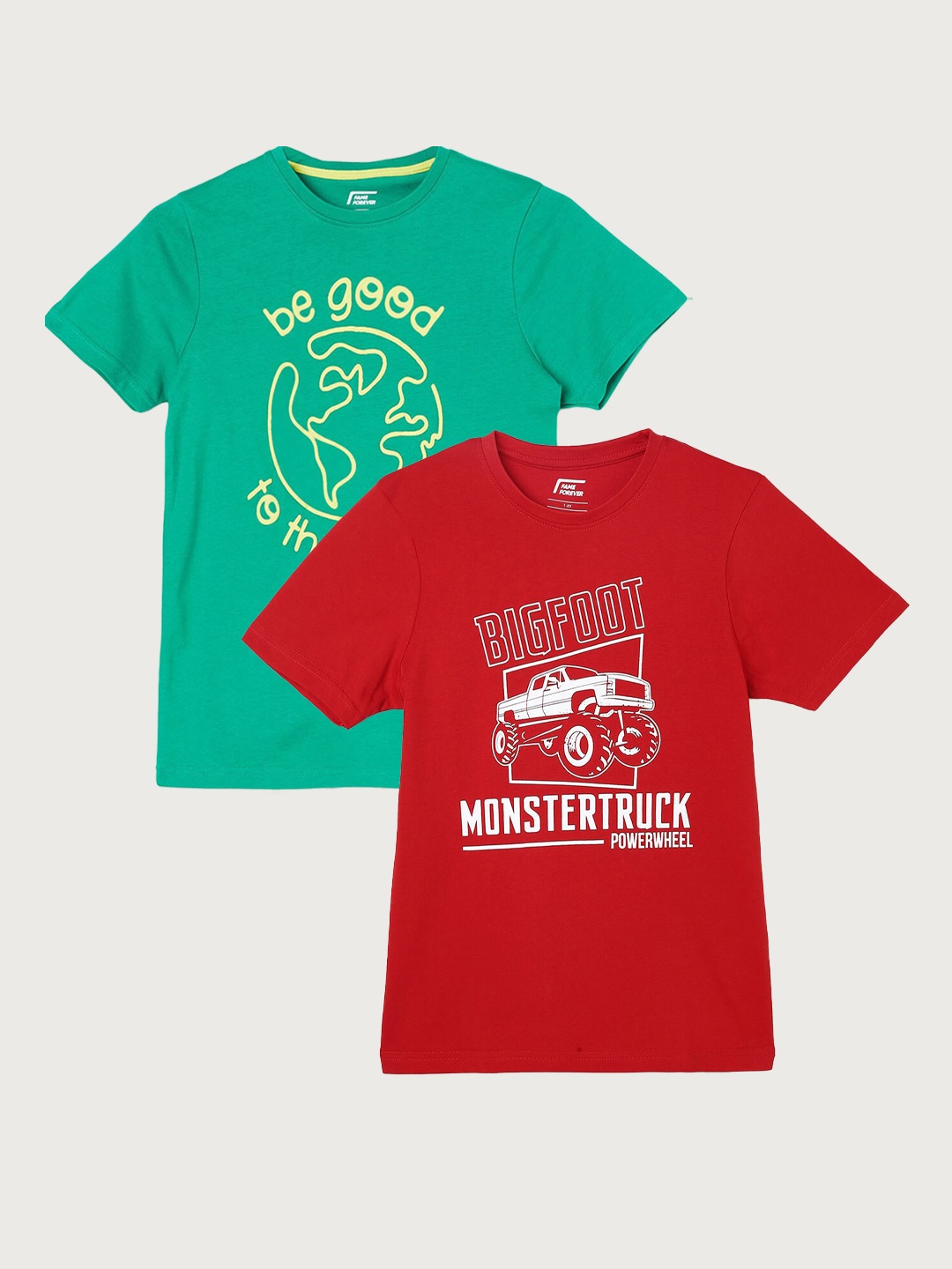 Fame Forever by Lifestyle Boys Pack Of 2 Printed Cotton T-shirt, Red