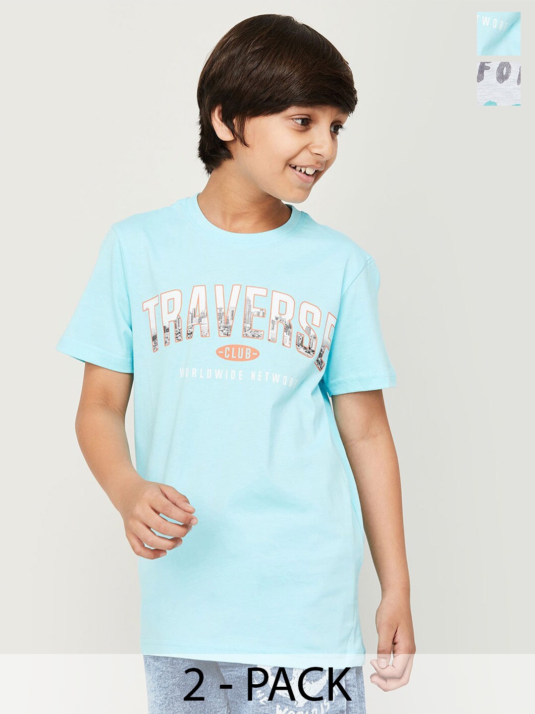 Fame Forever by Lifestyle Boys Pack Of 2 Typography Printed Pure Cotton T-Shirts, Blue
Fame Forever by Lifestyle Boys Pack Of 2 Typography Printed Pure Cotton T-Shirts, Blue
