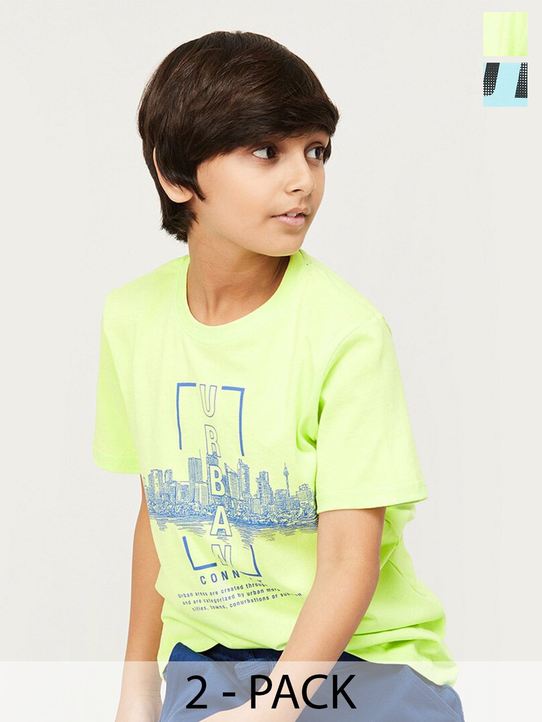 Fame Forever by Lifestyle Boys Pack Of 2 Typography Printed Pure Cotton T-Shirts, Fluorescent green
Fame Forever by Lifestyle Boys Pack Of 2 Typography Printed Pure Cotton T-Shirts, Fluorescent green