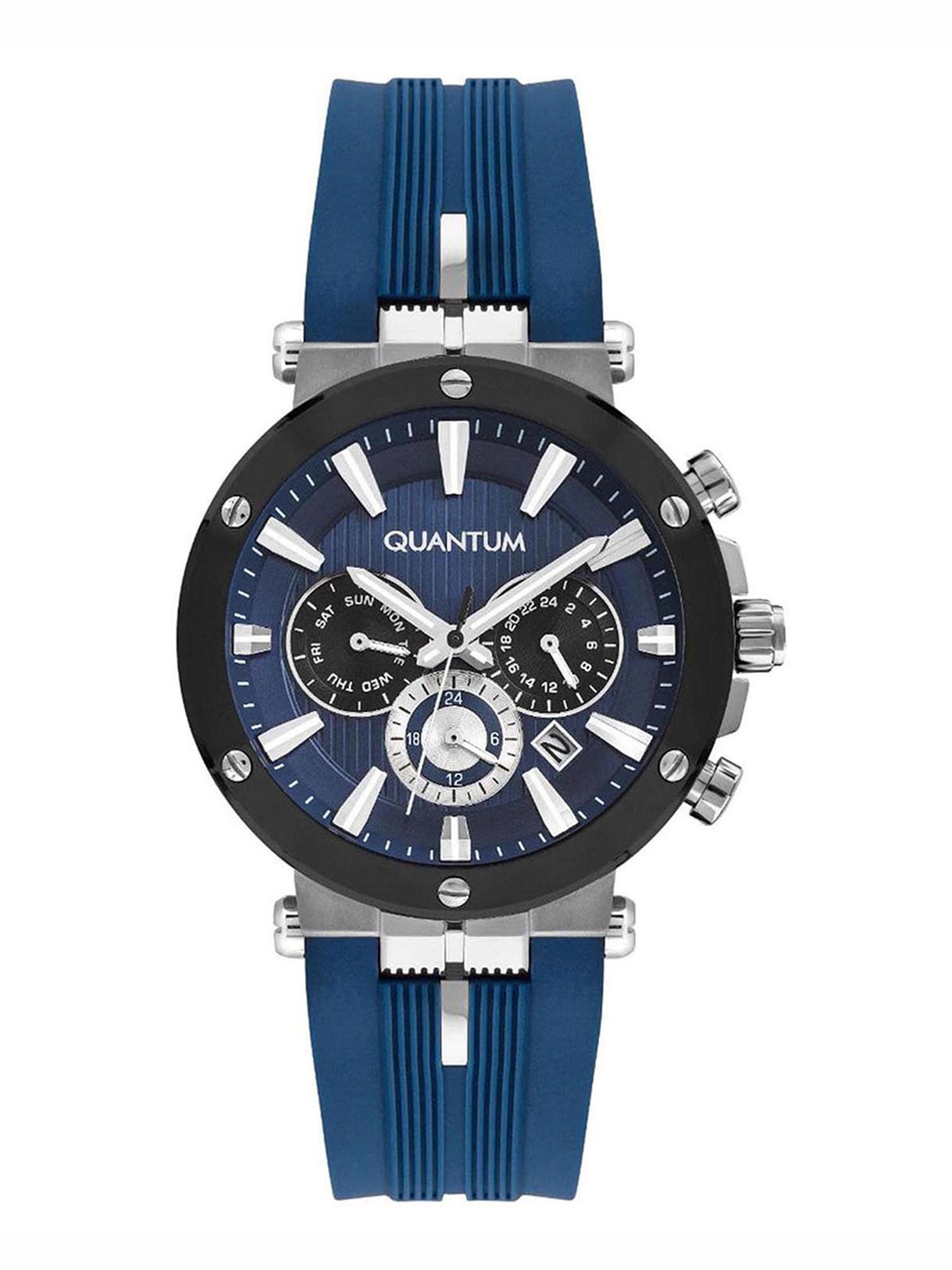 Quantum Men Brass Dial & Straps Analogue Multi Function Watch PWG967 399_A, Blue 
Quantum Men Brass Dial & Straps Analogue Multi Function Watch PWG967 399_A, Blue