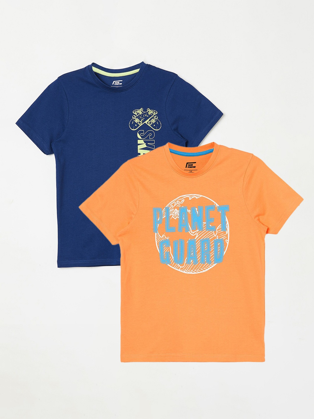 Fame Forever by Lifestyle Boys Pack Of 2 Printed Cotton T-shirts, Orange