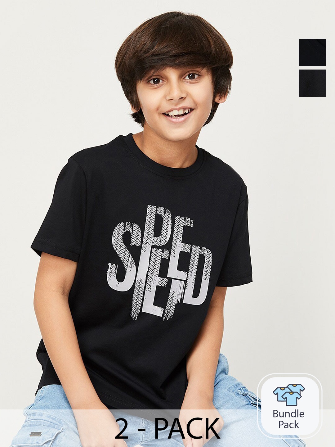 Fame Forever by Lifestyle Boys Pack Of 2 Printed Cotton T-shirts, Black