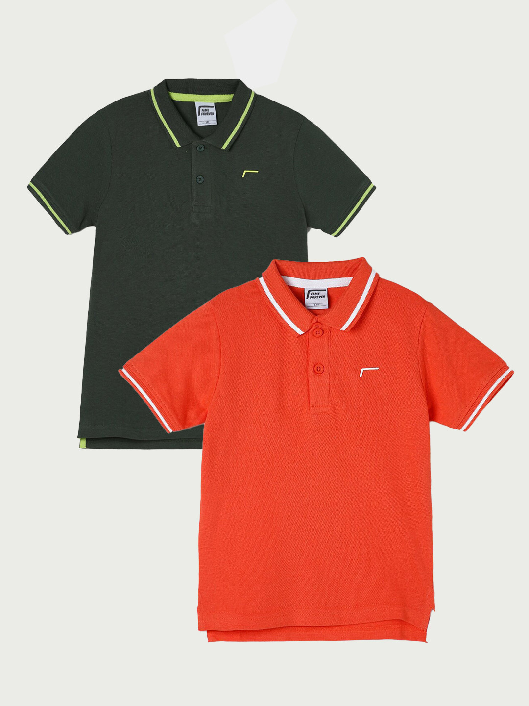 Fame Forever by Lifestyle Boys Pack Of 2 Polo Collar Short Sleeves Cotton T-shirts, Orange
Fame Forever by Lifestyle Boys Pack Of 2 Polo Collar Short Sleeves Cotton T-shirts, Orange