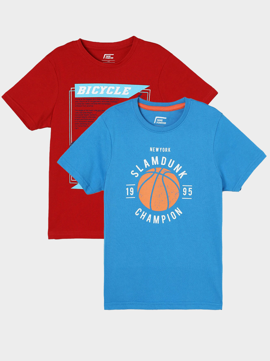 Fame Forever by Lifestyle Boys Pack Of 2 Printed Cotton T-Shirts, Blue
Fame Forever by Lifestyle Boys Pack Of 2 Printed Cotton T-Shirts, Blue