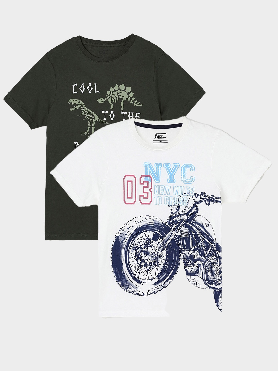 Fame Forever by Lifestyle Boys Pack Of 2 Typography Printed Cotton T-Shirts, Off white
Fame Forever by Lifestyle Boys Pack Of 2 Typography Printed Cotton T-Shirts, Off white