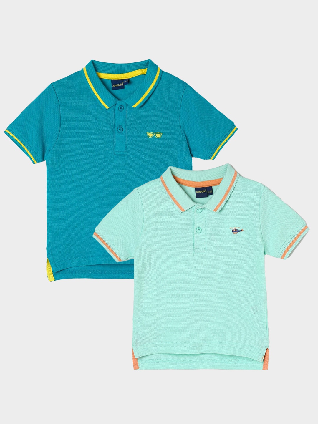 Juniors by Lifestyle Pack Of 2 Polo Collar Pure Cotton T-Shirts, Green