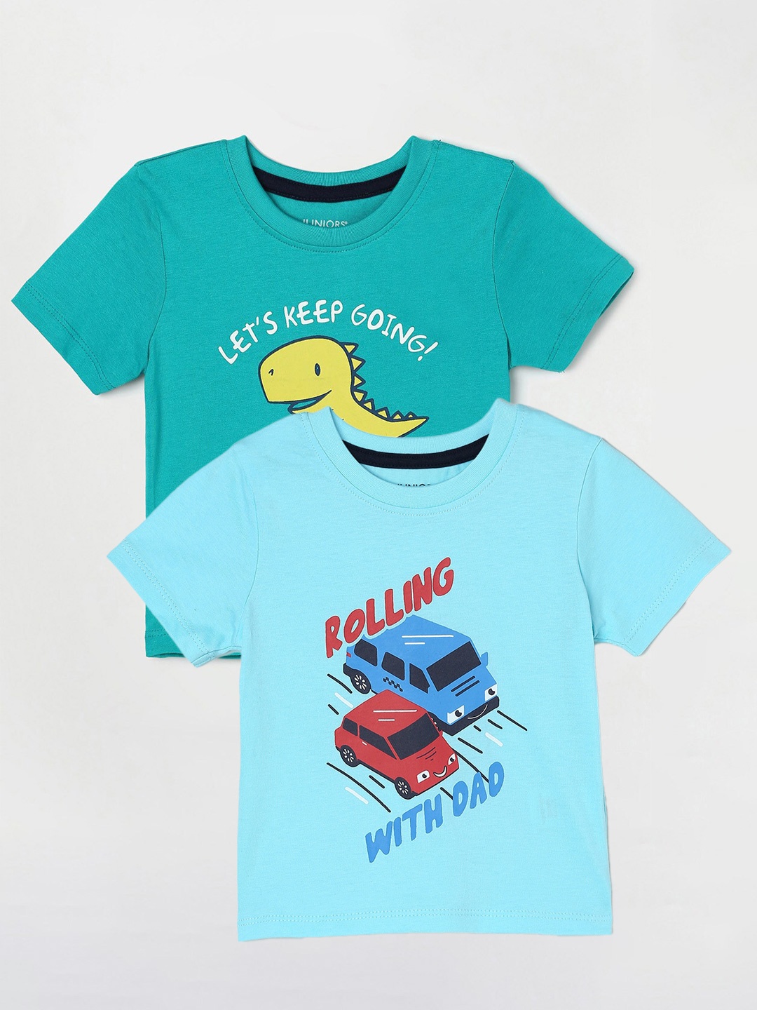 Juniors by Lifestyle Pack Of 2 Printed Cotton T-Shirts, Blue