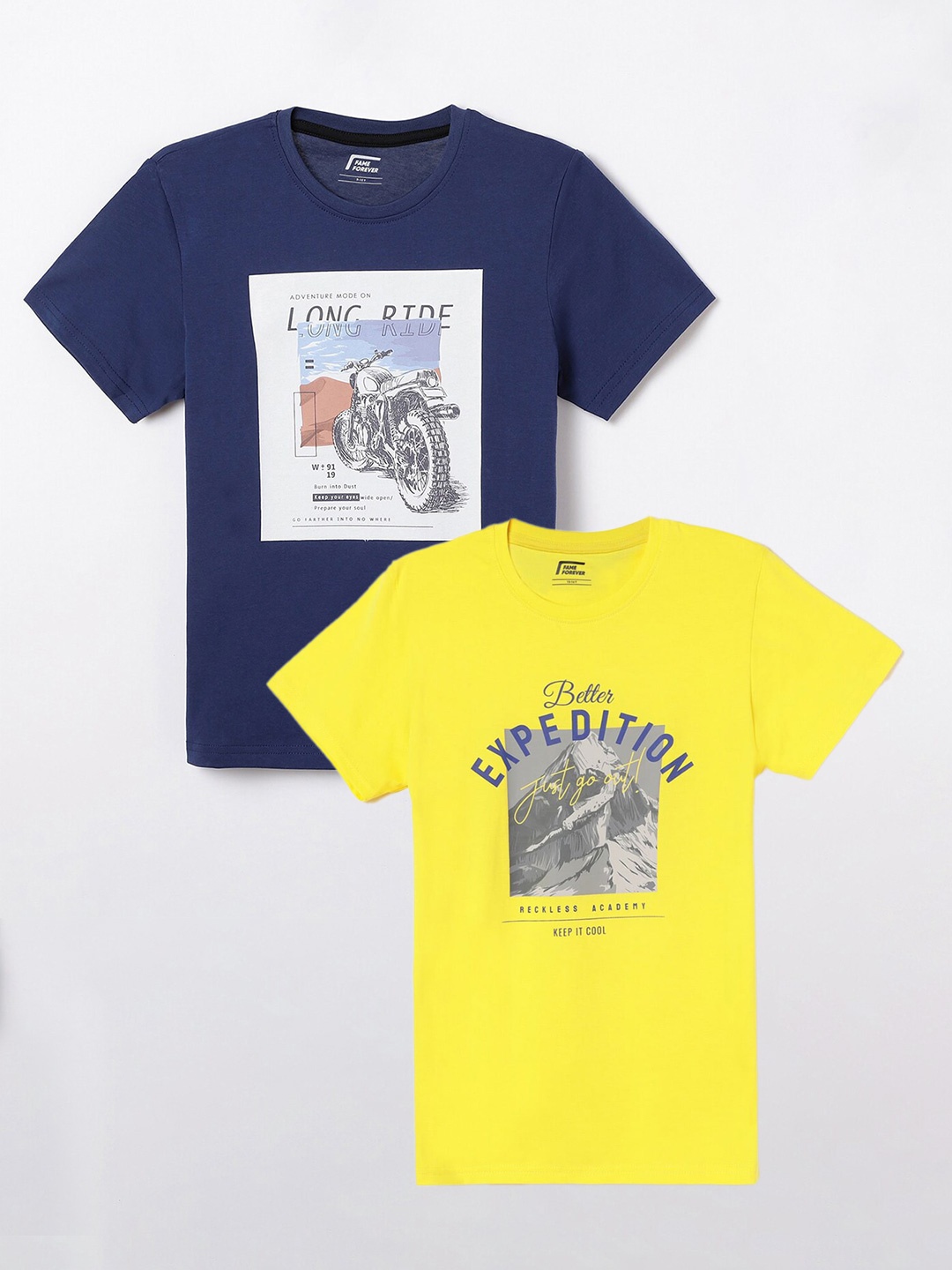 Fame Forever by Lifestyle Boys Pack Of 2 Graphic Printed Pure Cotton T-Shirts, Yellow
Fame Forever by Lifestyle Boys Pack Of 2 Graphic Printed Pure Cotton T-Shirts, Yellow
