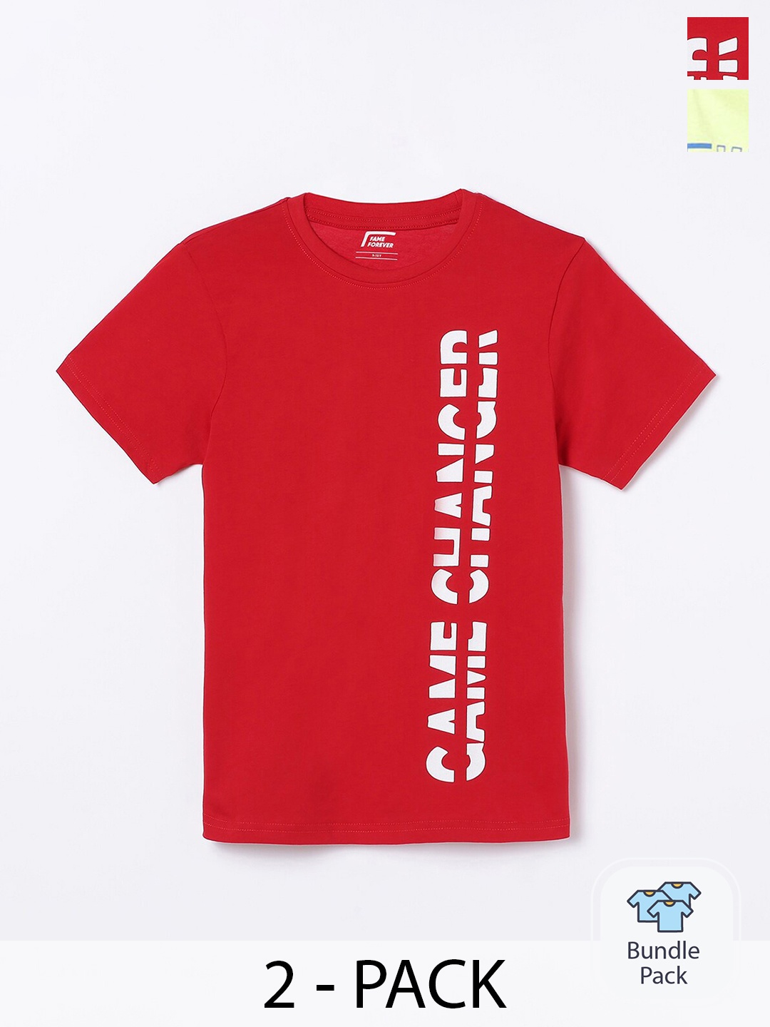 Fame Forever by Lifestyle Boys Pack Of 2 Typography Printed Pure Cotton T-Shirts, Red
Fame Forever by Lifestyle Boys Pack Of 2 Typography Printed Pure Cotton T-Shirts, Red