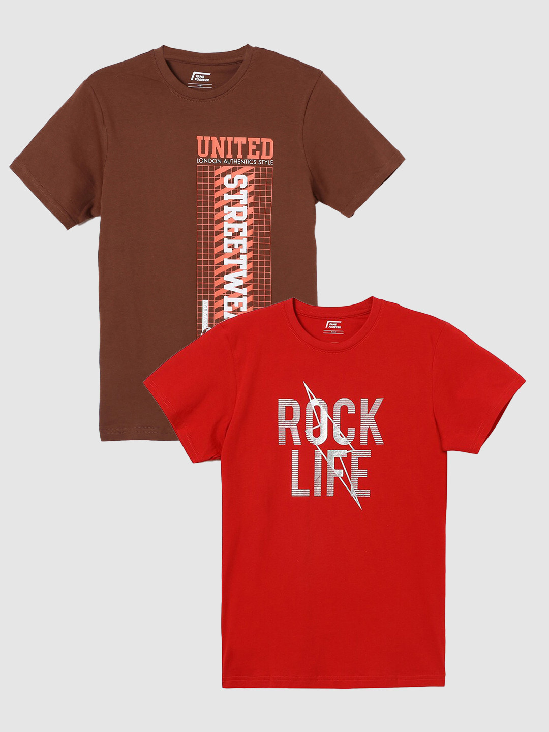 Fame Forever by Lifestyle Boys Pack Of 2 Typography Printed Pure Cotton T-Shirts, Red
Fame Forever by Lifestyle Boys Pack Of 2 Typography Printed Pure Cotton T-Shirts, Red