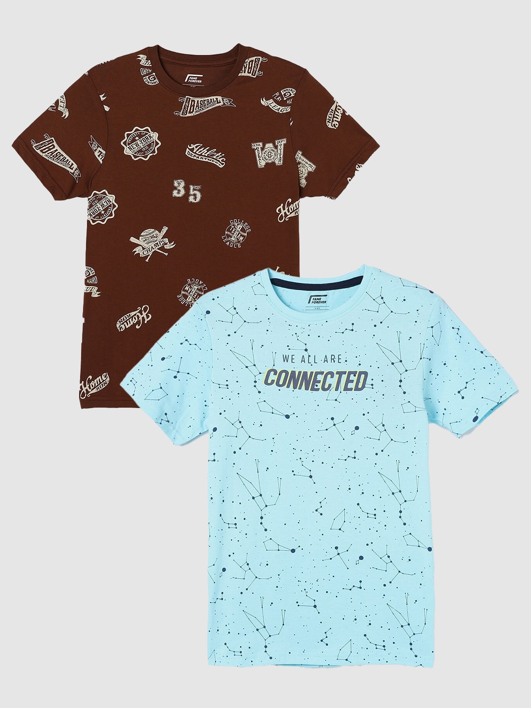 Fame Forever by Lifestyle Boys Pack Of 2 Printed Cotton Casual T-Shirts, Blue
Fame Forever by Lifestyle Boys Pack Of 2 Printed Cotton Casual T-Shirts, Blue