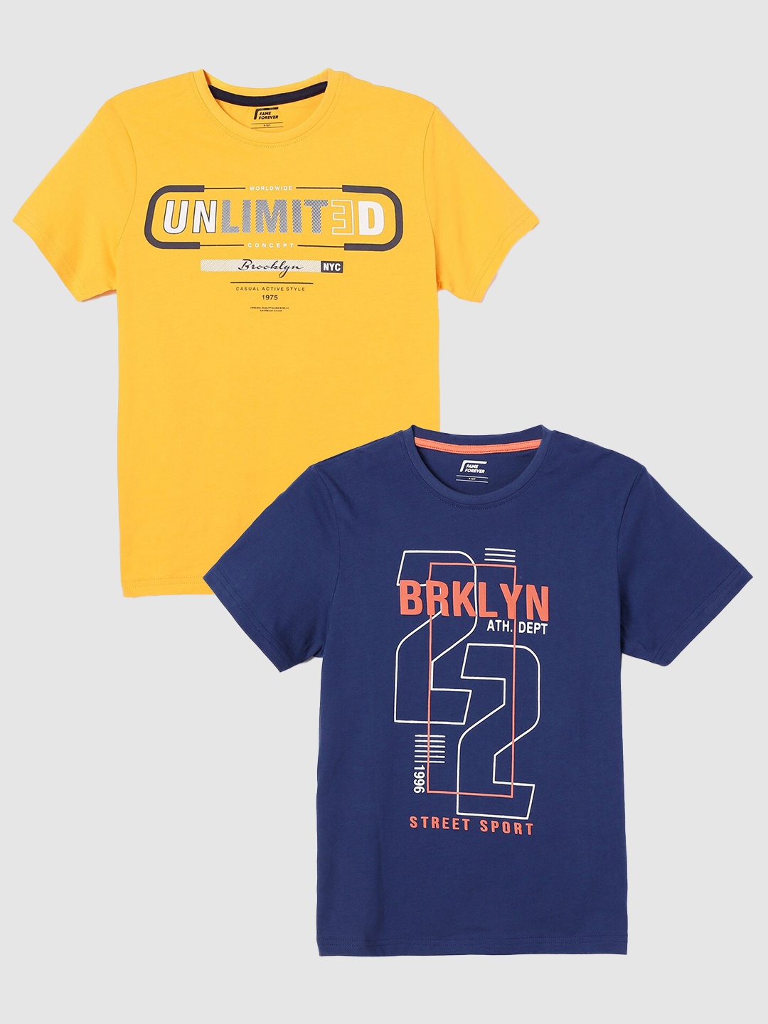 Fame Forever by Lifestyle Boys Pack Of Printed 2 Pure Cotton Casual T-Shirts, Navy blue
Fame Forever by Lifestyle Boys Pack Of Printed 2 Pure Cotton Casual T-Shirts, Navy blue