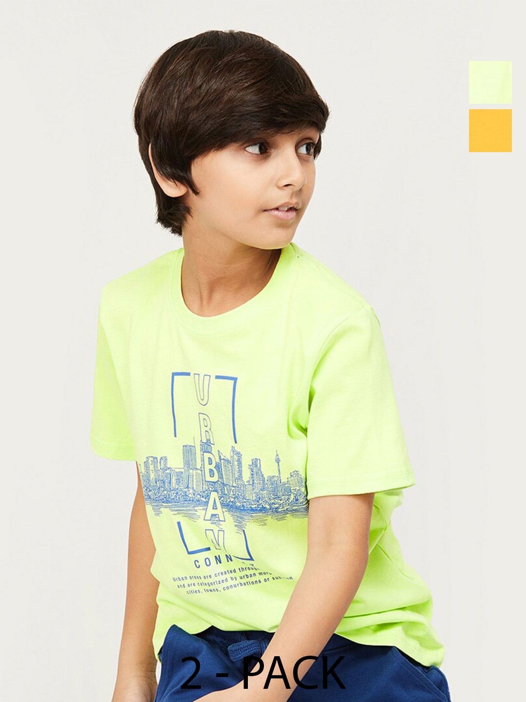 Fame Forever by Lifestyle Boys Pack Of 2 Printed Pure Cotton Casual T-Shirts, Fluorescent green
Fame Forever by Lifestyle Boys Pack Of 2 Printed Pure Cotton Casual T-Shirts, Fluorescent green