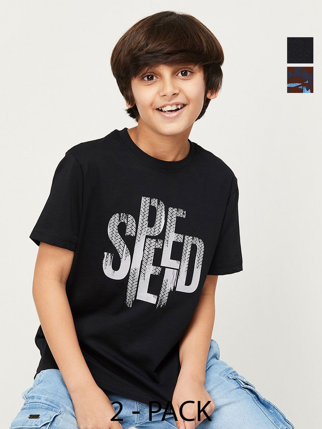 Fame Forever by Lifestyle Boys Pack Of 2 Printed Pure Cotton Casual T-Shirts, Black
Fame Forever by Lifestyle Boys Pack Of 2 Printed Pure Cotton Casual T-Shirts, Black