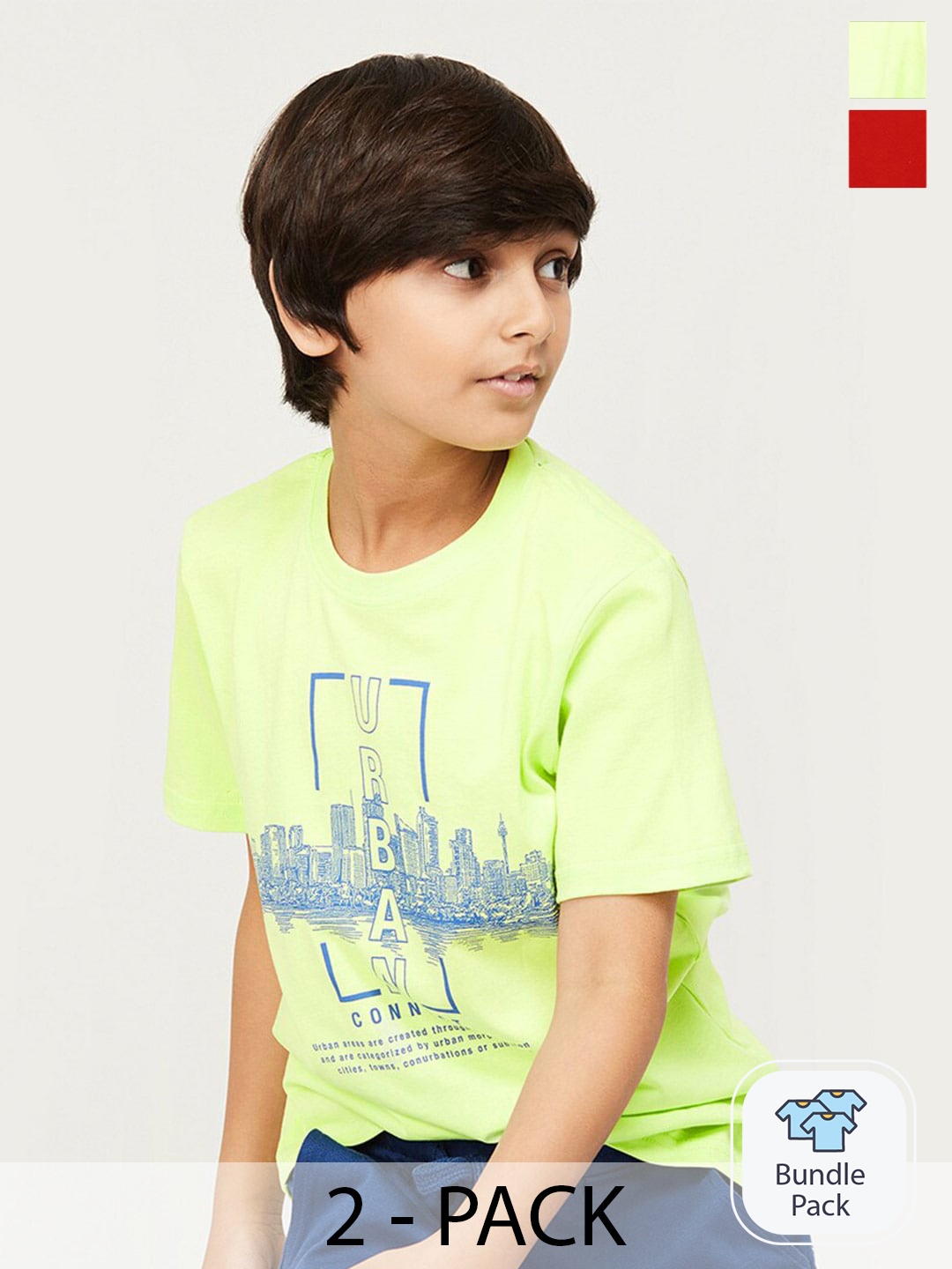 Fame Forever by Lifestyle Boys Pack Of 2 Printed Pure Cotton Casual T-Shirts, Fluorescent green
Fame Forever by Lifestyle Boys Pack Of 2 Printed Pure Cotton Casual T-Shirts, Fluorescent green