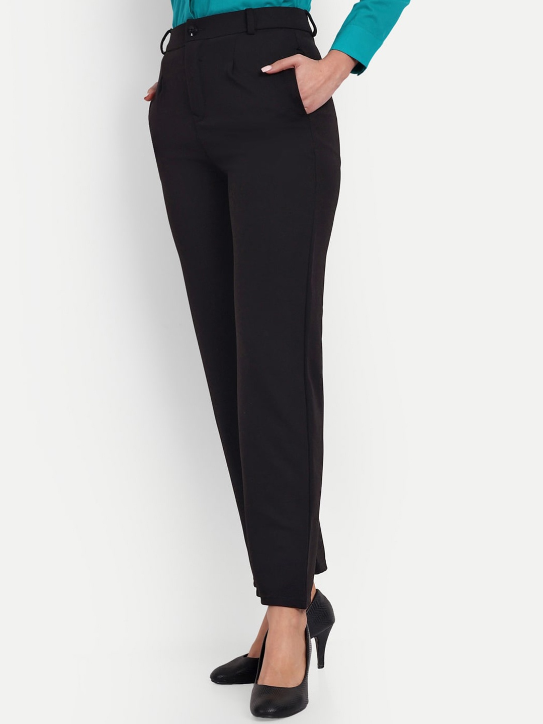 Next One Women Classic Straight Fit High-Rise Easy Wash Stretchable Formal Trousers, Black
Next One Women Classic Straight Fit High-Rise Easy Wash Stretchable Formal Trousers, Black