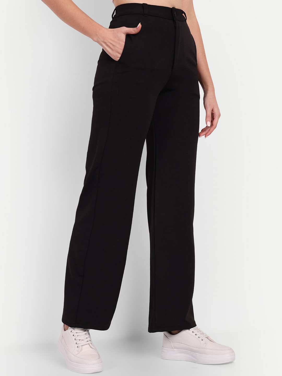 Next One Women Straight Fit High-Rise Stretchable Easy Wash Parallel Trousers, Black
Next One Women Straight Fit High-Rise Stretchable Easy Wash Parallel Trousers, Black