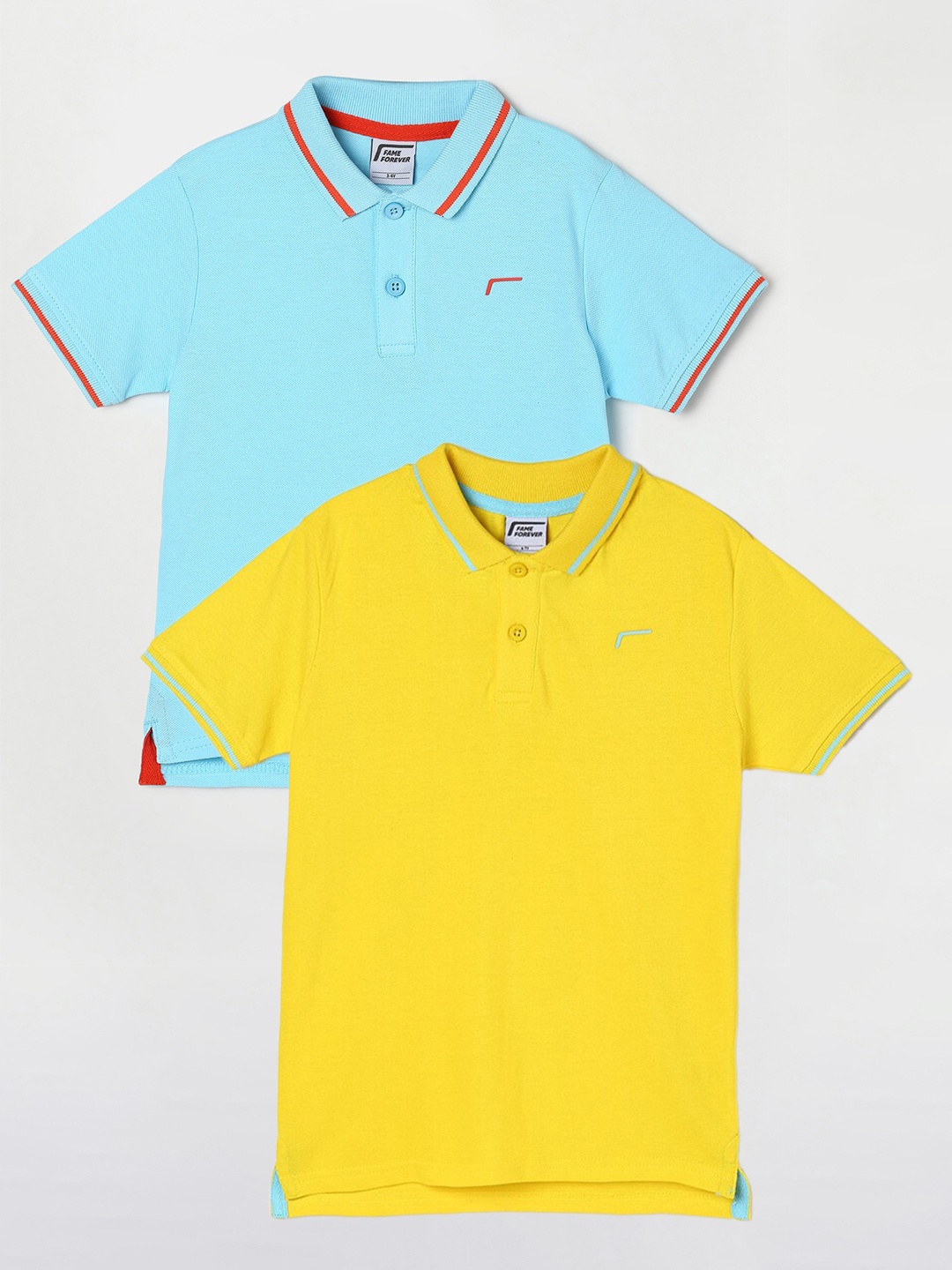 Fame Forever by Lifestyle Pack Of 2 Boys Pure Cotton T-Shirt, Yellow