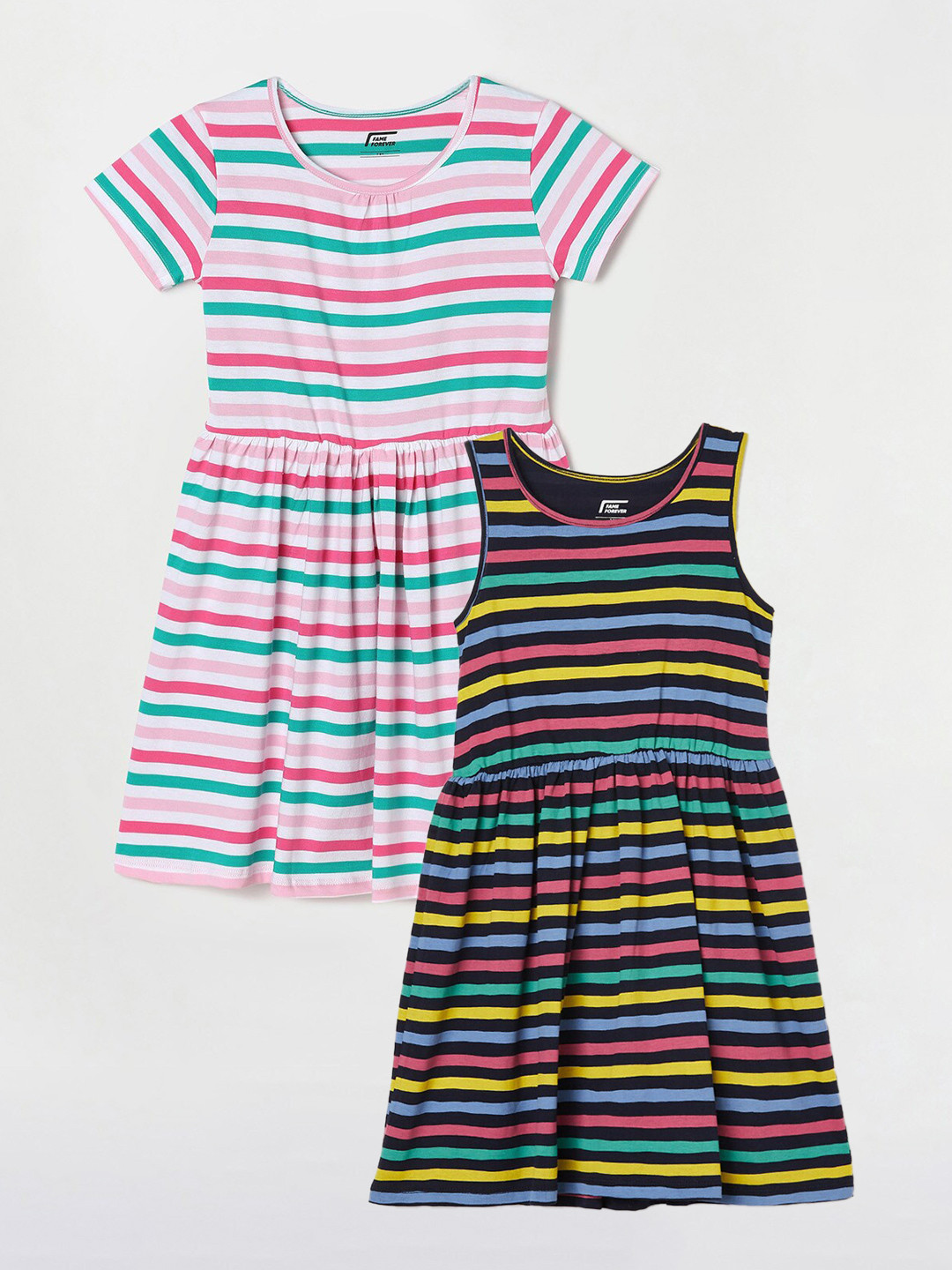 Fame Forever by Lifestyle Pack Of 2 Girls Printed Cotton Fit & Flare Dress, Navy blue
Fame Forever by Lifestyle Pack Of 2 Girls Printed Cotton Fit & Flare Dress, Navy blue
