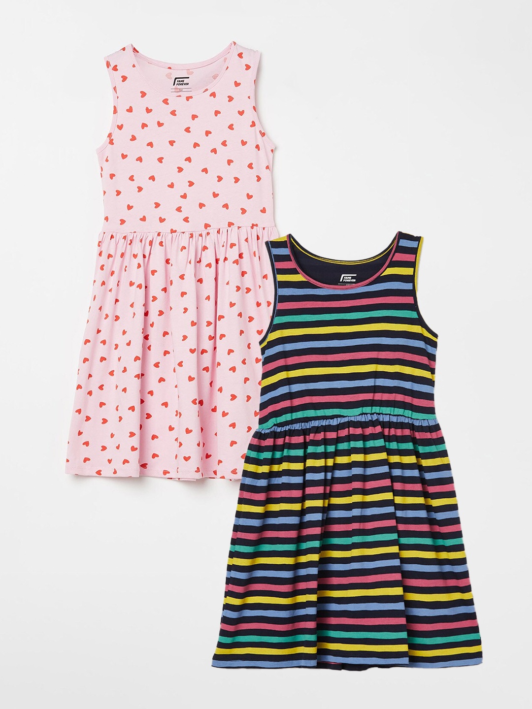 Fame Forever by Lifestyle Pack Of 2 Girls Printed Cotton Fit & Flare Dress, Navy blue
Fame Forever by Lifestyle Pack Of 2 Girls Printed Cotton Fit & Flare Dress, Navy blue
