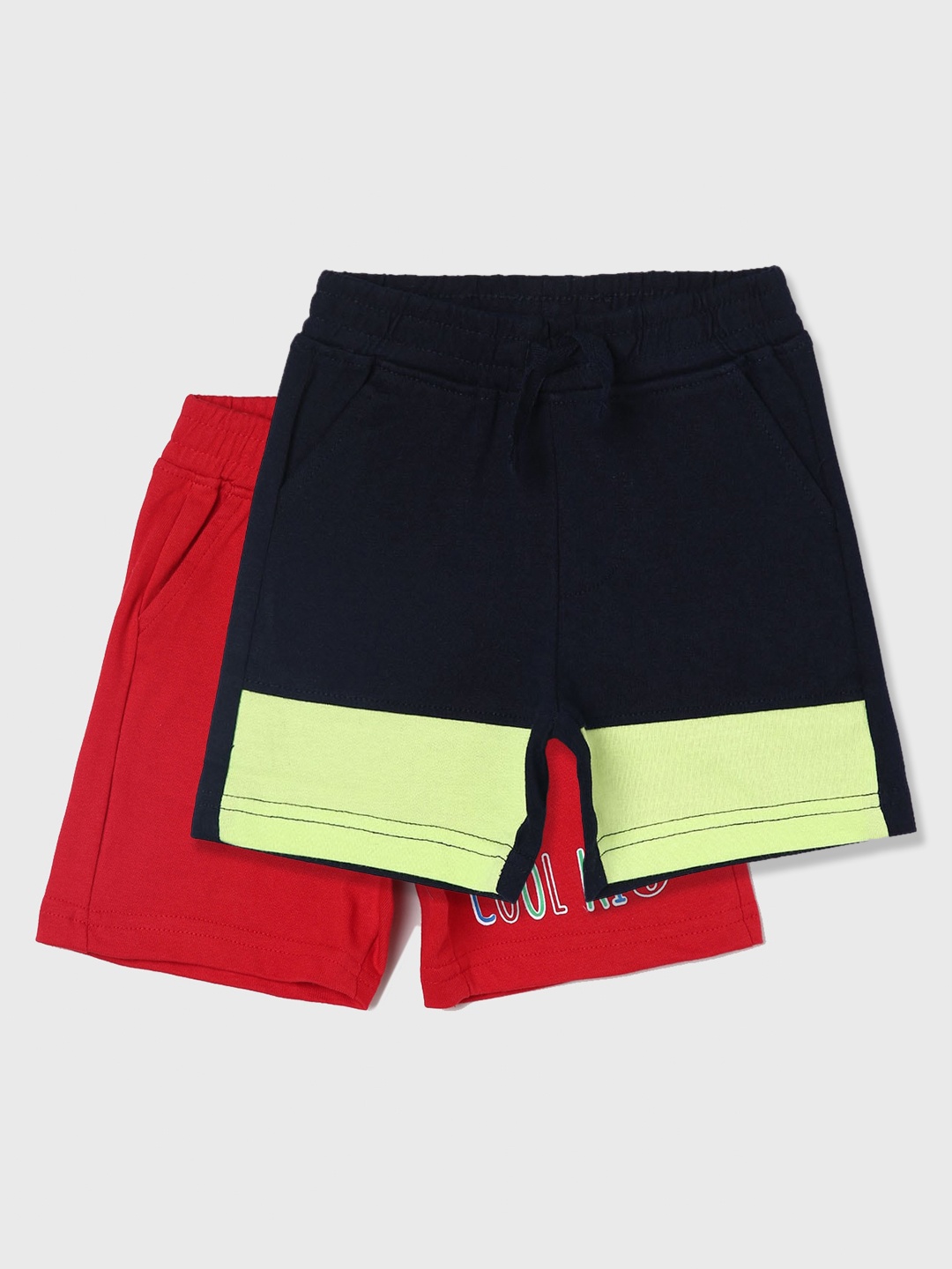 Juniors by Lifestyle Boys Pack Of 2 Mid-Rise Cotton Shorts, Navy blue