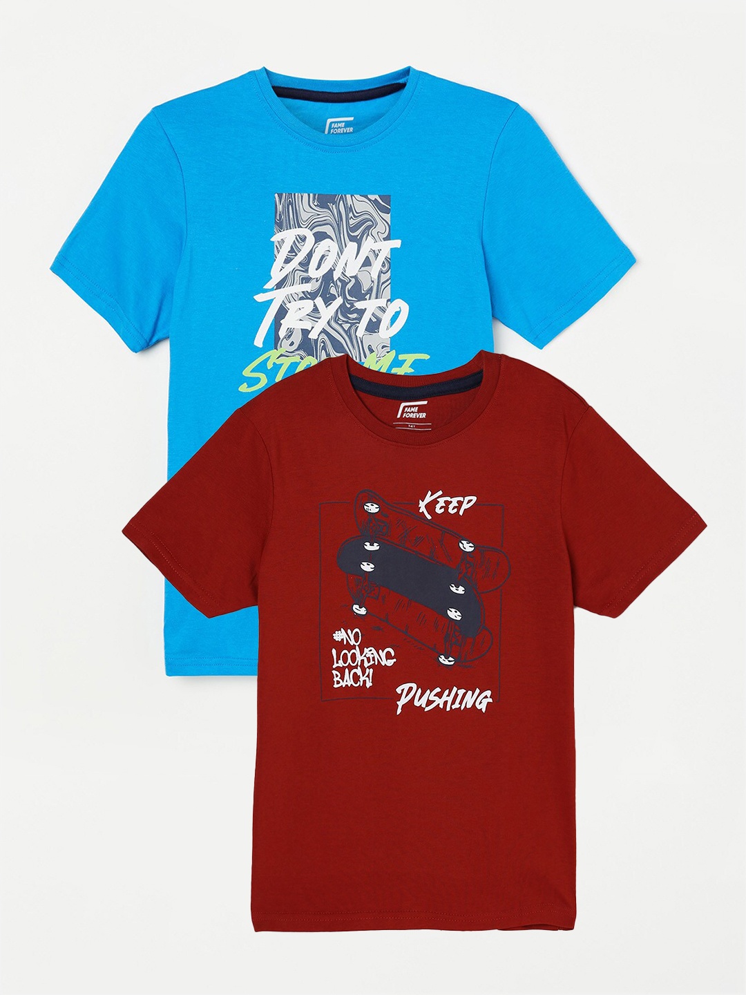 Fame Forever by Lifestyle Boys Pack Of 2 Printed Short Sleeves Cotton T-shirts, Maroon
Fame Forever by Lifestyle Boys Pack Of 2 Printed Short Sleeves Cotton T-shirts, Maroon