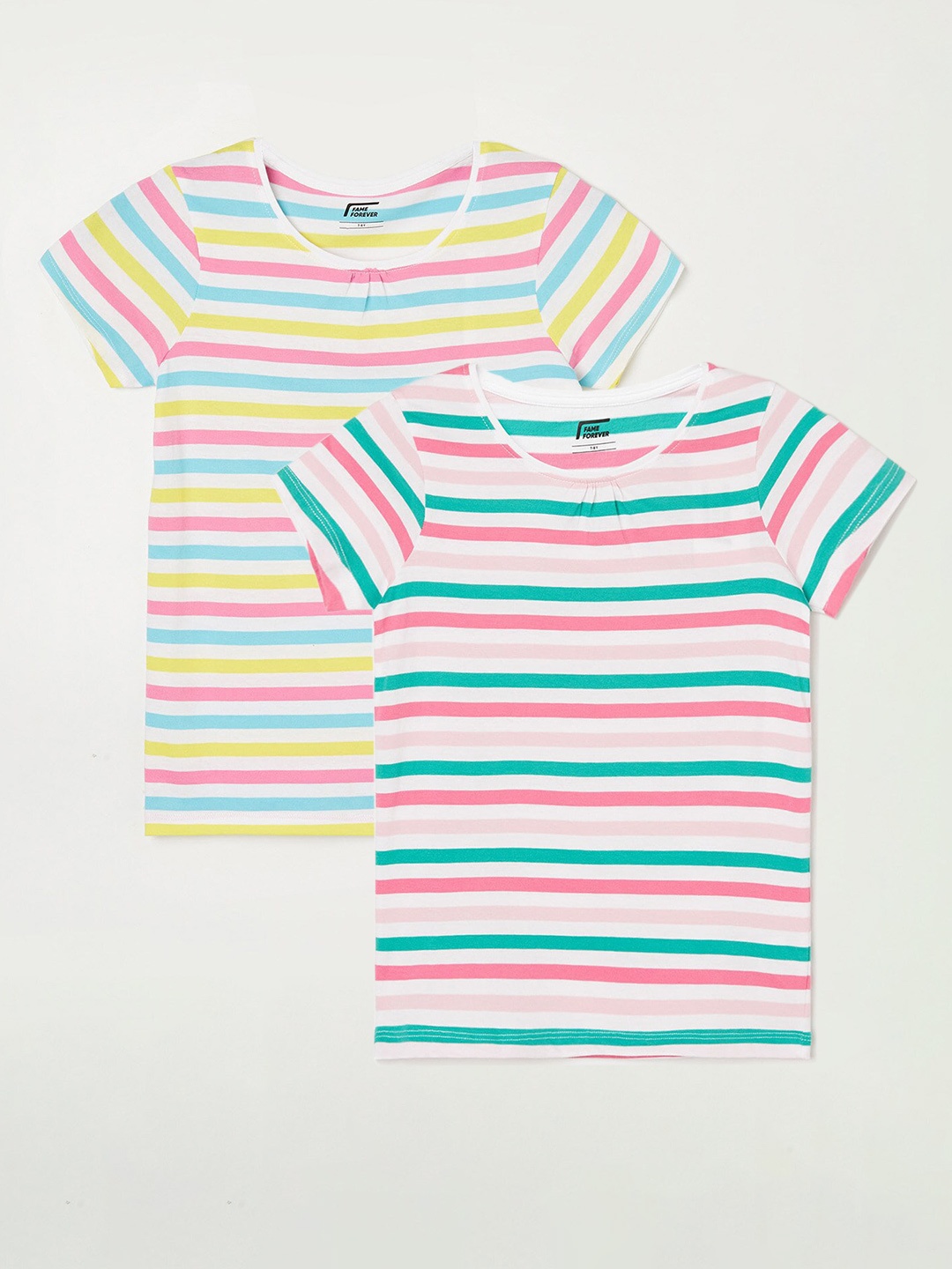 Fame Forever by Lifestyle Girls Pack Of 2 Striped Round Neck Cotton Casual T-Shirts, White
Fame Forever by Lifestyle Girls Pack Of 2 Striped Round Neck Cotton Casual T-Shirts, White
