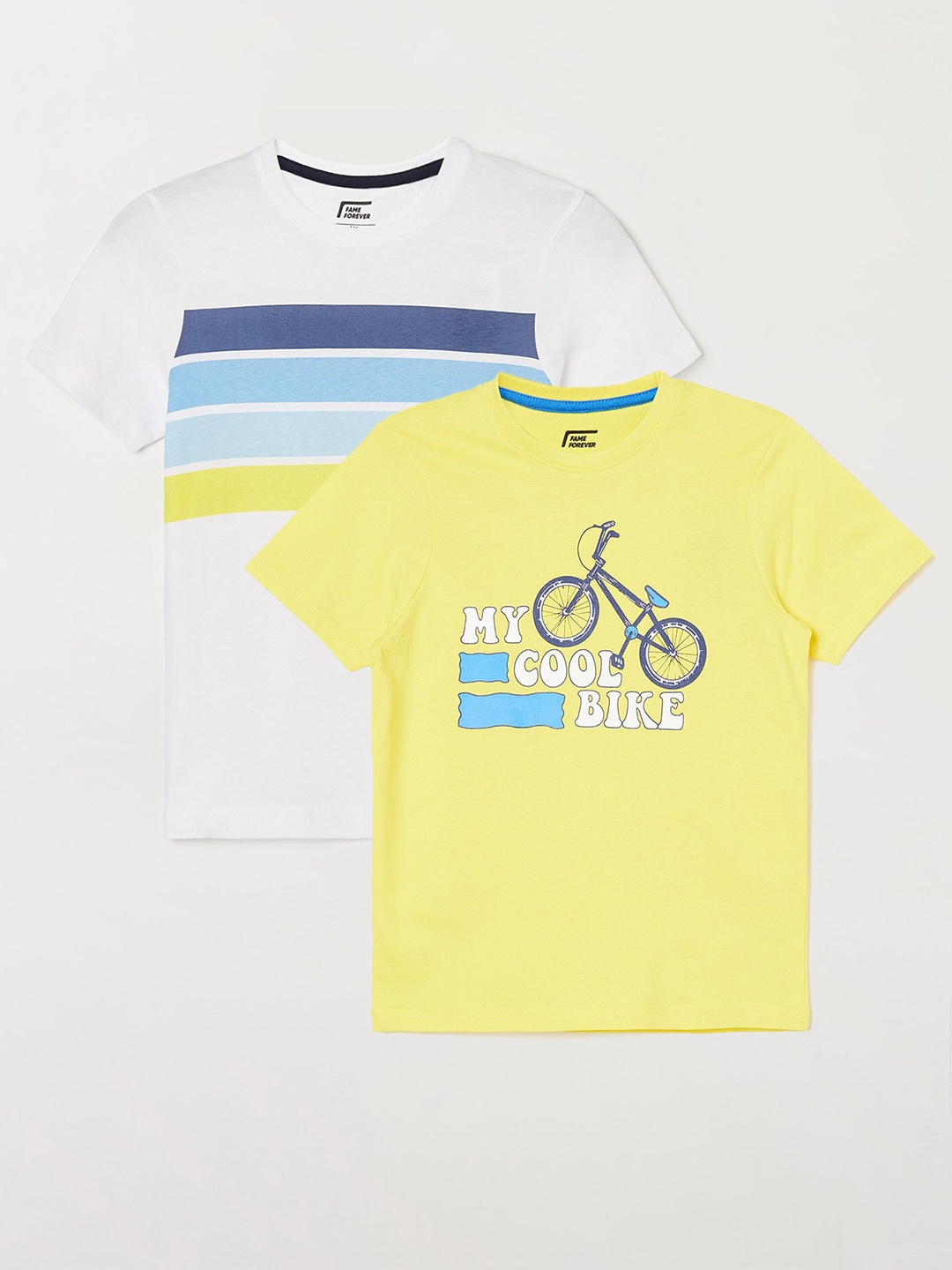 Fame Forever by Lifestyle Boys Pack Of 2 Printed Round Neck Cotton Casual T-Shirts, Yellow
Fame Forever by Lifestyle Boys Pack Of 2 Printed Round Neck Cotton Casual T-Shirts, Yellow