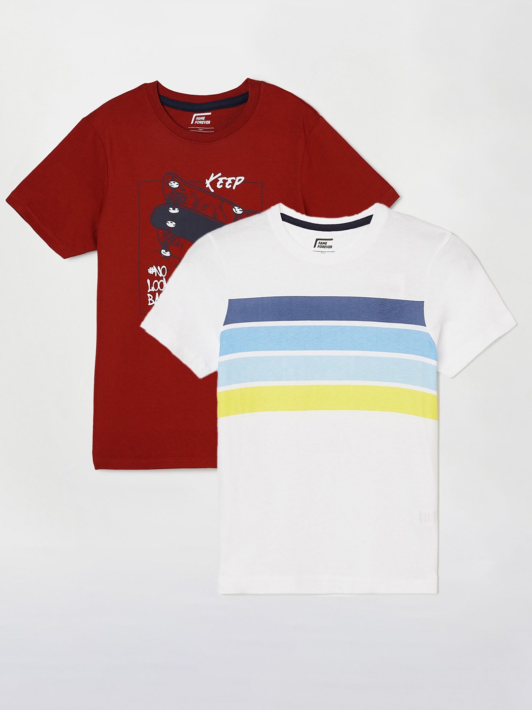 Fame Forever by Lifestyle Boys Pack Of 2 Printed Round Neck Cotton Casual T-Shirts, White
Fame Forever by Lifestyle Boys Pack Of 2 Printed Round Neck Cotton Casual T-Shirts, White