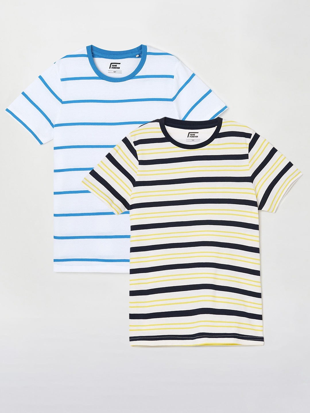 Fame Forever by Lifestyle Boys Pack Of 2 Striped Round Neck Pure Cotton Casual T-Shirts, Off white
Fame Forever by Lifestyle Boys Pack Of 2 Striped Round Neck Pure Cotton Casual T-Shirts, Off white