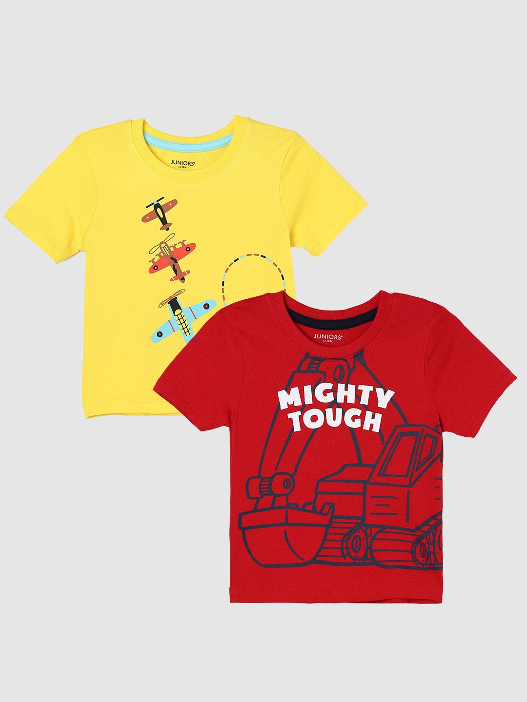Juniors by Lifestyle Boys Pack Of 2 Graphic Printed Cotton T-Shirts, Red