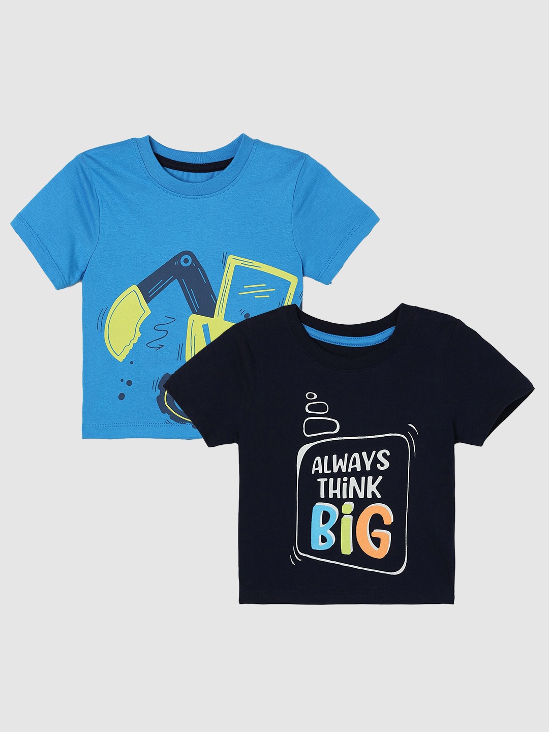 Juniors by Lifestyle Boys Pack Of 2 Printed Cotton T-Shirts, Blue