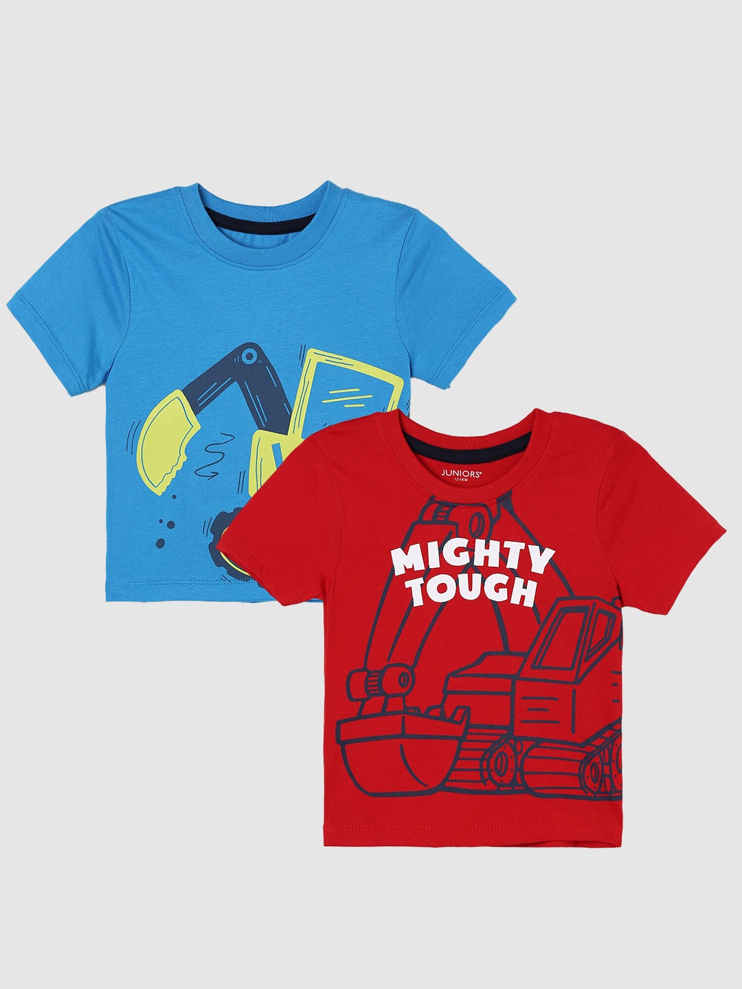 Juniors by Lifestyle Boys Pack Of 2 Printed Cotton T-Shirts, Blue