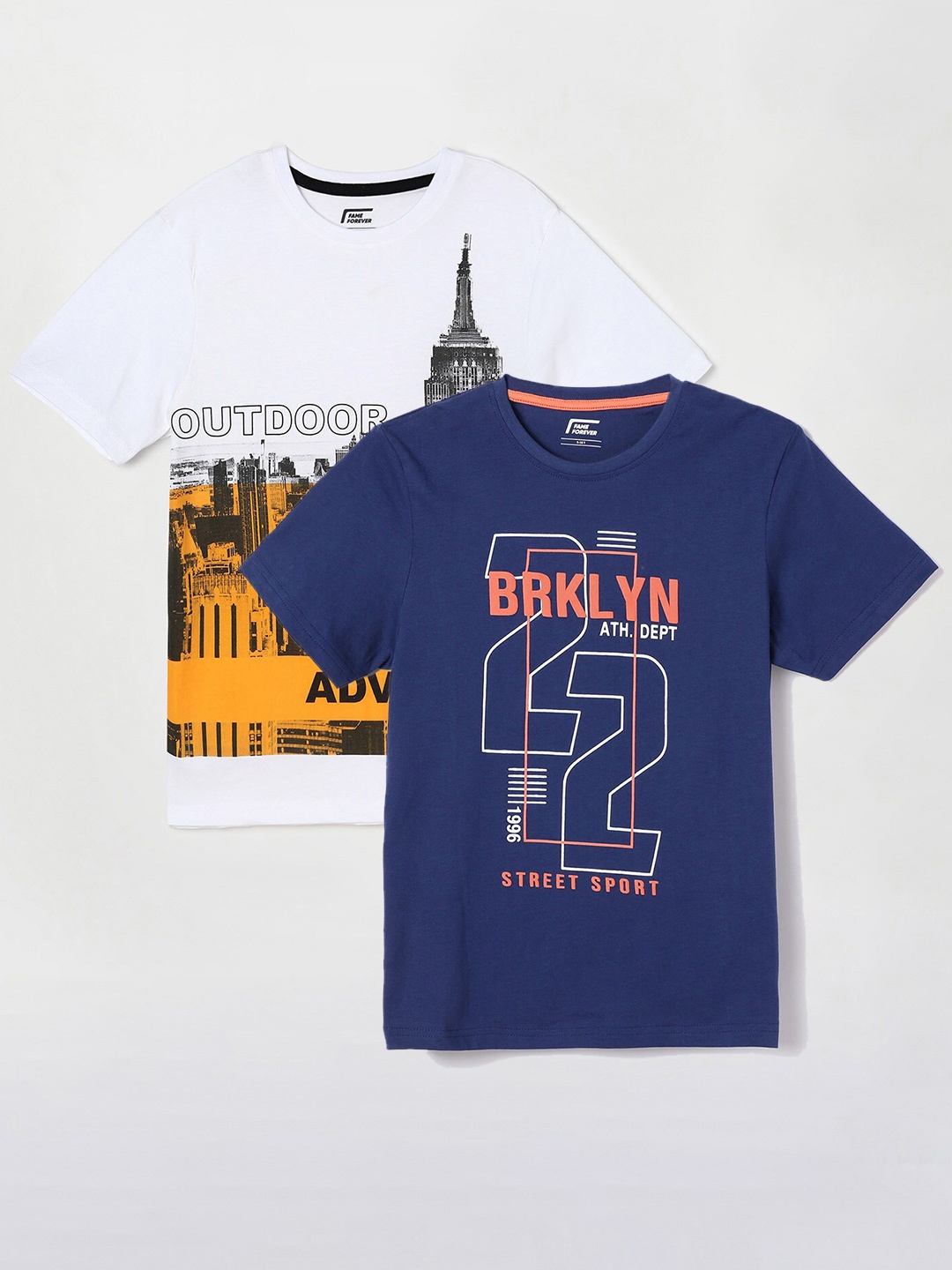Fame Forever by Lifestyle Boys Pack Of 2 Printed Cotton T-Shirts, White