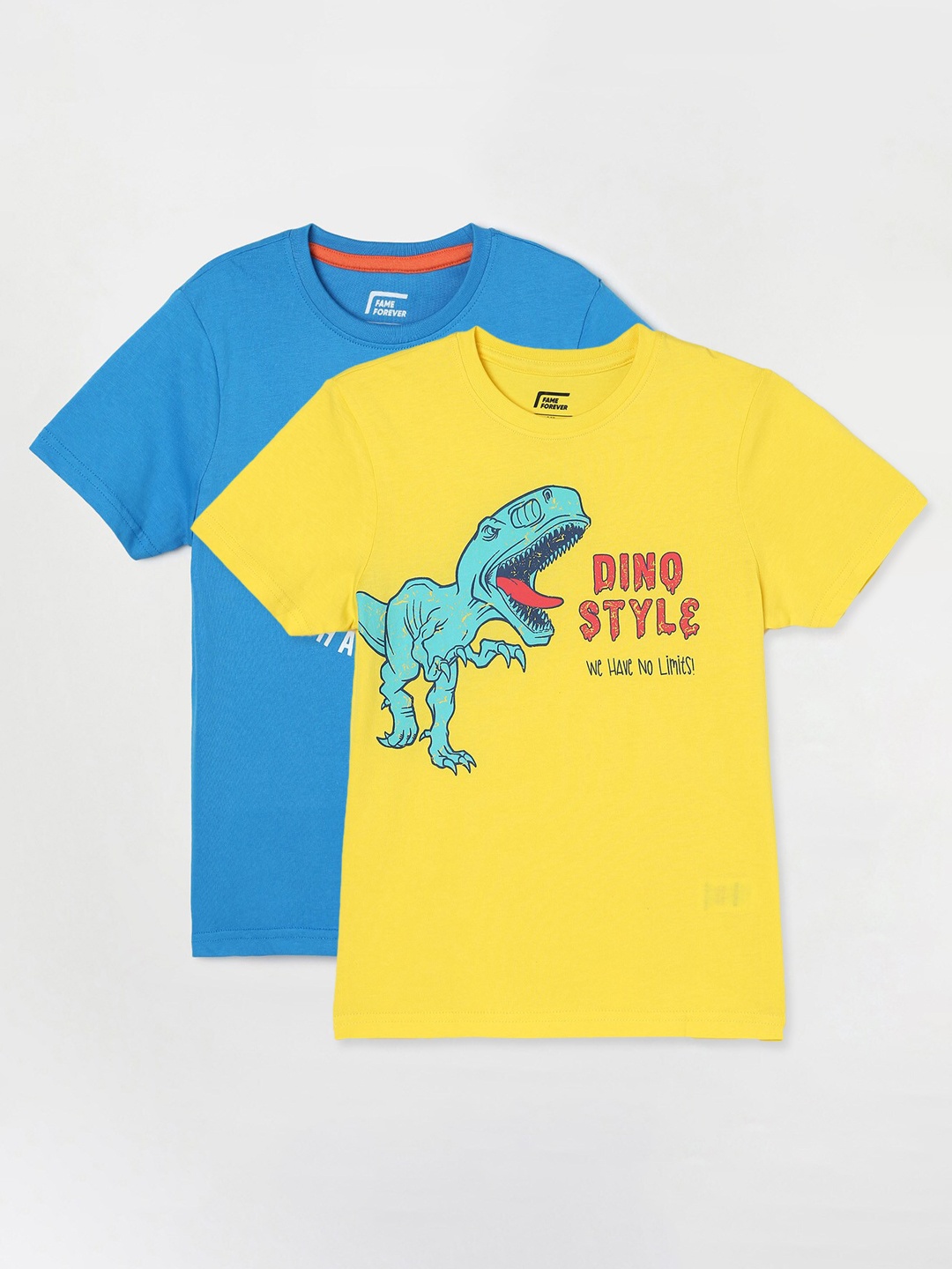 Fame Forever by Lifestyle Boys Pack Of 2 Printed Cotton T-shirts, Yellow