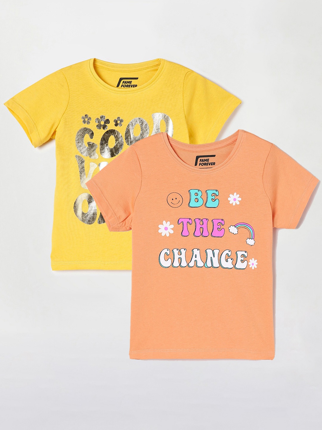 Fame Forever by Lifestyle Girls Pack Of 2 Typography Printed Cotton T-Shirts, Orange
Fame Forever by Lifestyle Girls Pack Of 2 Typography Printed Cotton T-Shirts, Orange