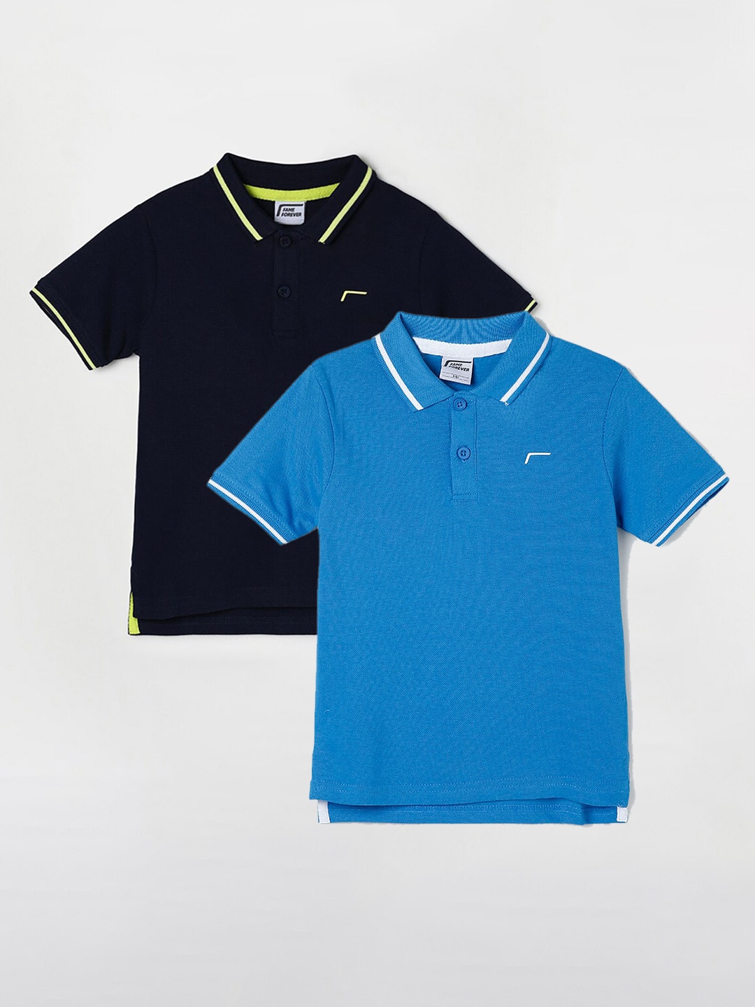 Fame Forever by Lifestyle Boys Pack Of 2 Cotton Polo Collar T-Shirts, Blue