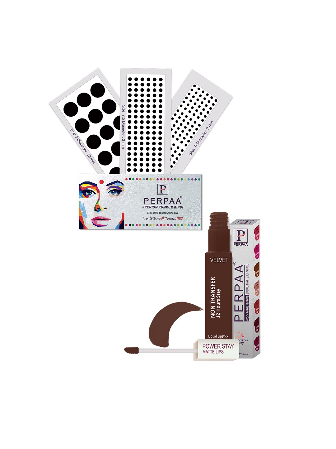 PERPAA Power Stay Non Transfer Lipstick-16 & Set of 3 Premium Black Bindis-Size 7.5,02,09
PERPAA Power Stay Non Transfer Lipstick-16 & Set of 3 Premium Black Bindis-Size 7.5,02,09