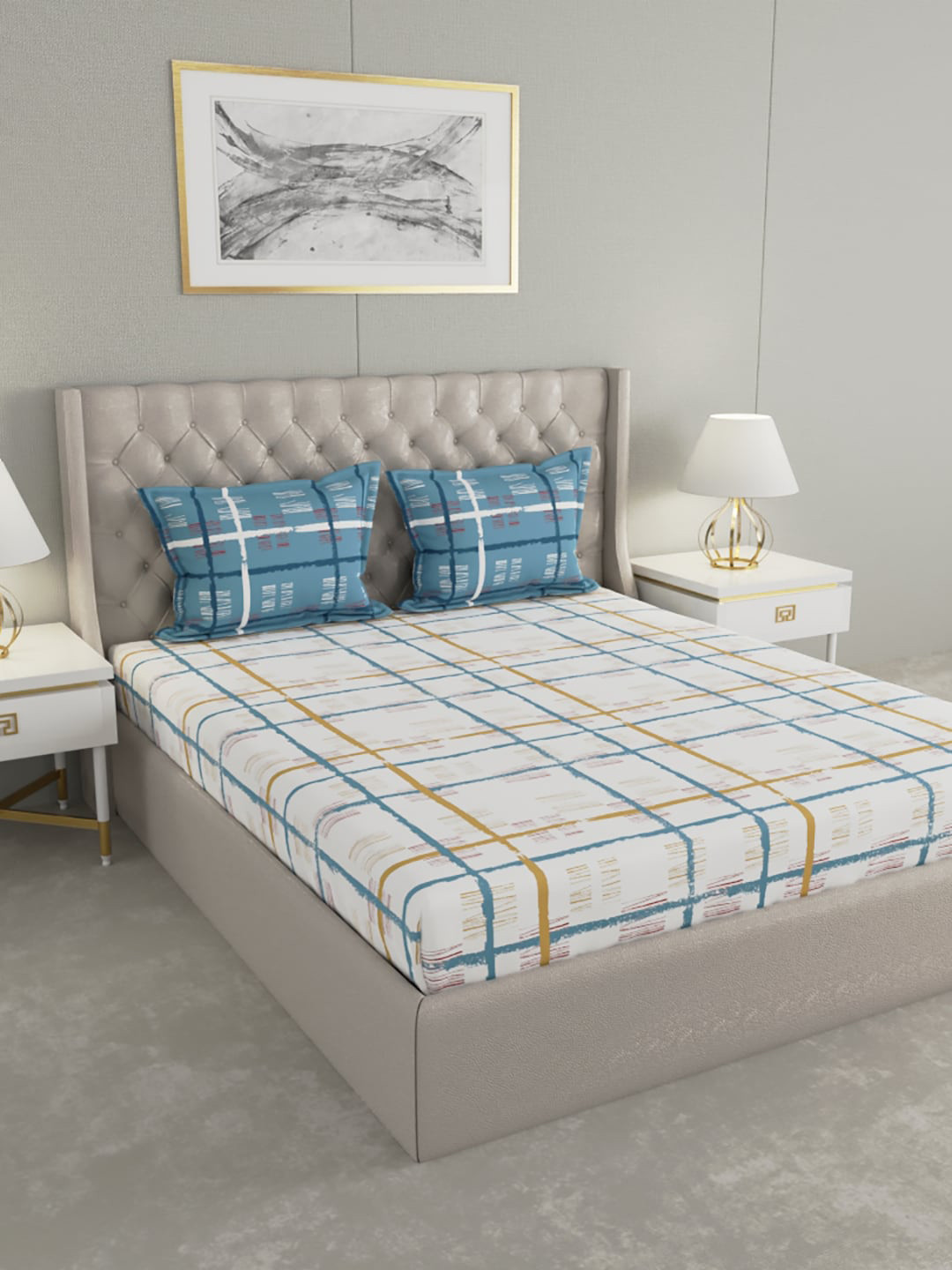 Raymond Home Camphor Blue Geometric 140 TC Pure Cotton Queen Bedsheet & 2 Pillow Covers
Raymond Home Camphor Blue Geometric 140 TC Pure Cotton Queen Bedsheet & 2 Pillow Covers